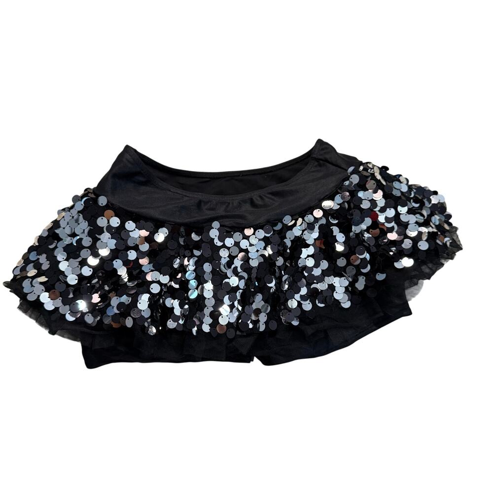 Black Sequin Tutu Shorts Adult Small Sparkly Layered Skirt Halloween Dance